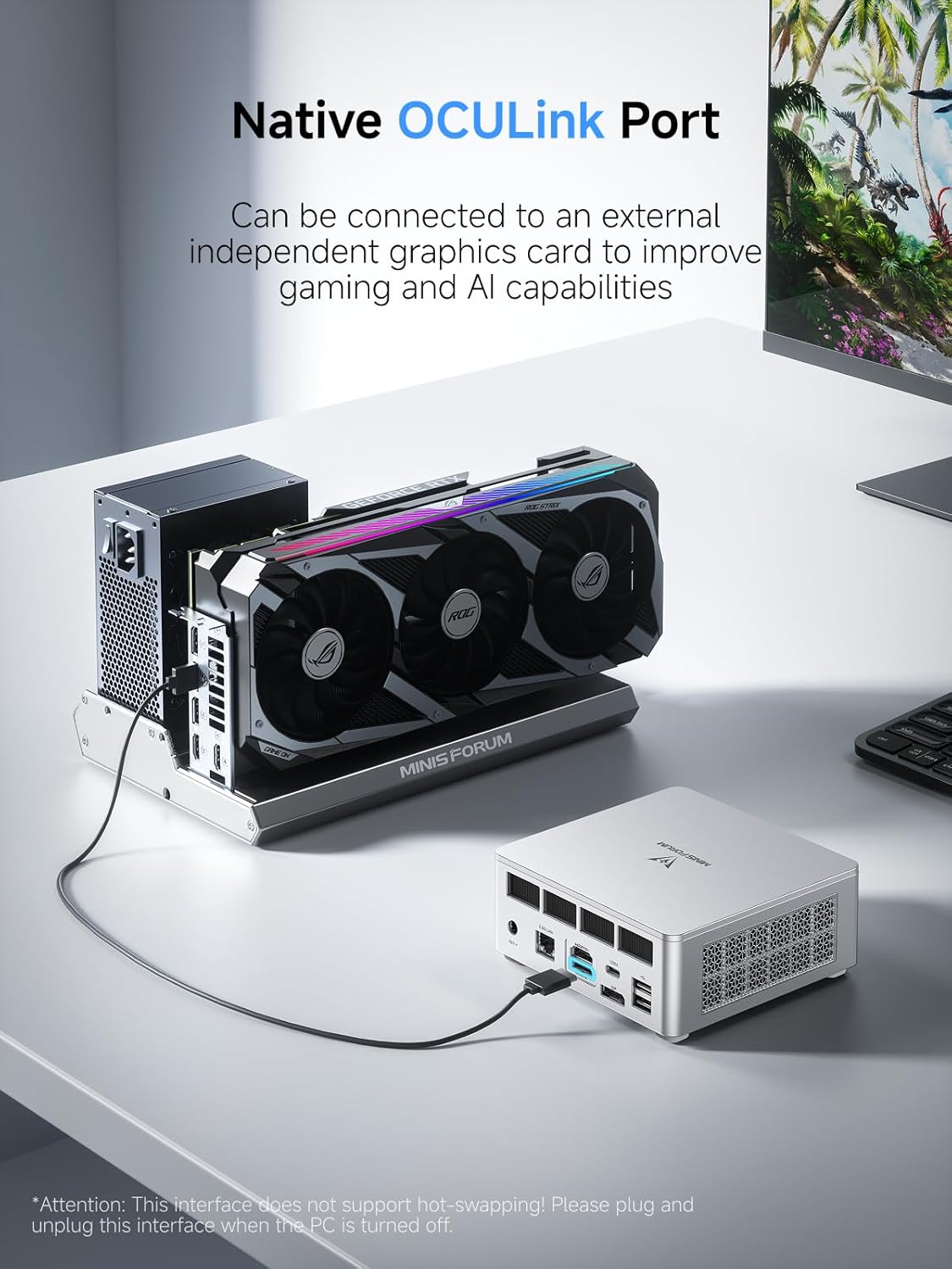 MINISFORUM UM880 Plus Mini PC Barebone AMD Ryzen 7 8845HS(8C/16T  Up to 5.1GHz)  Mini Computers Without RAM/SSD/OS  HDMI/DP/USB4 Video Output  OCuLink  2.5G LAN  5xUSB Port  Radeon 780M Graphics