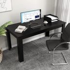 COSTWAY Rectangular Dining Table for 4-6 People, 63' Farmhouse Dinette with Large Computer Workstation, Modern Kitchen Table for Apartment, Living Room, Restaurant (Black)