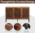 BVIUNTWO Buffet Cabinet, Modern Credenza Storage Cabinet with Adjustable Shelves and Metal Base, 47 Inch Wood Multifunctional Console Table for Kitchen, Living Room, Entryway, Brown