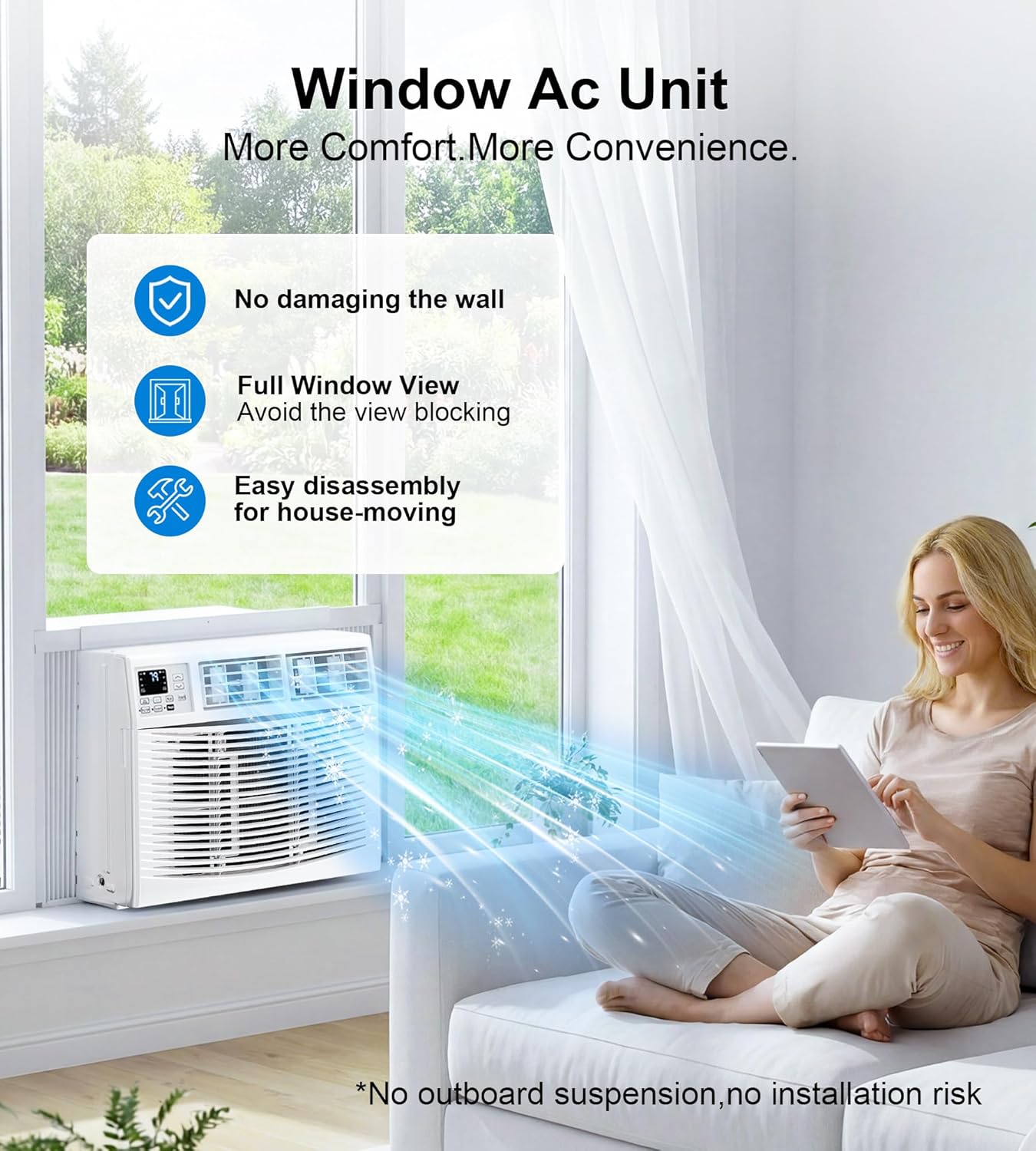 AKIRES Window Air Conditioner, 12,000BTU Air Conditioner Window Unit, Cools up to 550 Sq. Ft, Window AC with Cool, Fan, Dry, Sleep, Energy Saver, and Auto,6 Modes,24H Timer,Easy Install,Home,Office