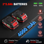20V Cordless Ratchet Wrench 3/8" Set, 88 Ft-lbs(120N.m), 500 RPM, Electric Ratchet Wrench with 2PCS 2000mAh Batteries, Variable Speed, LED Light, 5 Sockets, 1/2" Adapter, 3" Extension Bar