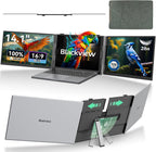 Blackview DCM6 Triple Laptop Screen Extender 14" 1080P FHD IPS Portable External Screen Two Cable USB C Travel for 13-17'' Laptop Plug & Play Compatible with Windows/Mac/Chrome OS and Mobile Devices