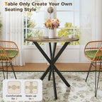 Unovivy 31.5" Small Round Dining Table for 2-4, Space Saving Circle Kitchen Dinner Table, Industrial Mid Century Modern Dining Room Desk for Kitchen, Apartment, Natural Oak