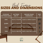 Bme Dinkee King Bed Frame Wood 15 Inch - Solid Wood Platform Bed Frame - Japanese Joinery Bed - Modern & Minimalist Style - Wood Slat Support - Easy Assembly - No Box Spring Needed - Chocolate