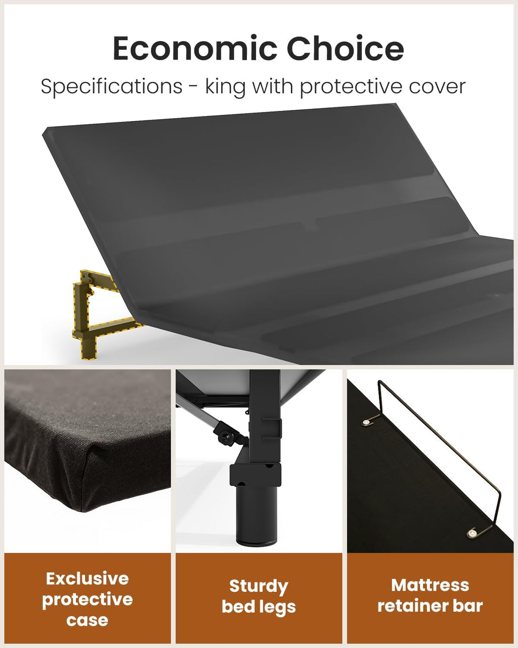 King Adjustable Bed Base Frame with Wireless Remot, Easy Installation, Heavy-Duty Steel Frame, Whisper-Quiet Motor, Head & Foot Lift, Zero Gravity & Anti-Snore Modes Comfort (79" L x 74" W x 12.72" H)