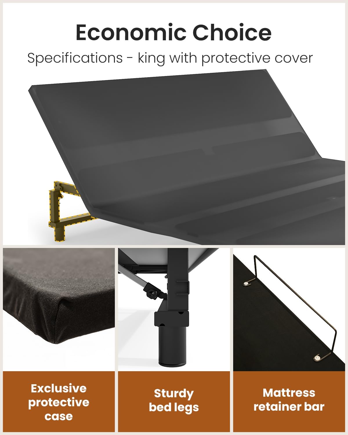 King Adjustable Bed Base Frame with Wireless Remot, Easy Installation, Heavy-Duty Steel Frame, Whisper-Quiet Motor, Head & Foot Lift, Zero Gravity & Anti-Snore Modes Comfort (79" L x 74" W x 12.72" H)