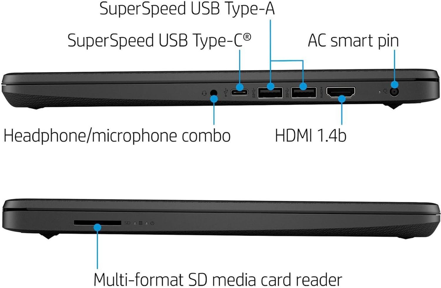 HP Portable Laptop  Student and Business  14" HD Display  Intel Quad-Core N4120  4GB DDR4 RAM  64GB eMMC  1 Year Office 365  Webcam  SD Card Reader  HDMI  Wi-Fi  Windows 11 Home  Black  KKE Mousepad
