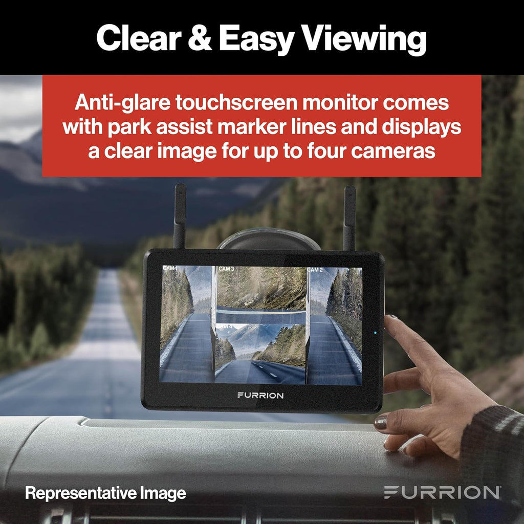 Furrion Vision S+ RV Observation System with 7" Monitor  Sharkfin  Infrared Night Vision  Live Streaming  Wide Viewing Angle - FOS7HTASF