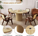 47 Inch Round Dining Table, Farmhouse Fluted Dining Kitchen Table, Modern Wood Small Circle Dining Table for Kitchen Living Room, Natural