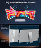 15.6" Laptop Screen Extender  Left Screen 360° Flip Triple Screen Monitor Extender  FHD 1080P IPS Portable Travel Monitor Display  fit for 12–18.5" Laptops  Compatible with Windows and MacBook-S10