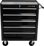 5-Drawer Rolling Tool Chest Cabinet, Large Capacity Metal Tool Box with Wheels and Keyed Locking, Roll Around Storage Organizer Tool Cart for Garage, Warehouse, Work Shop (Black07)