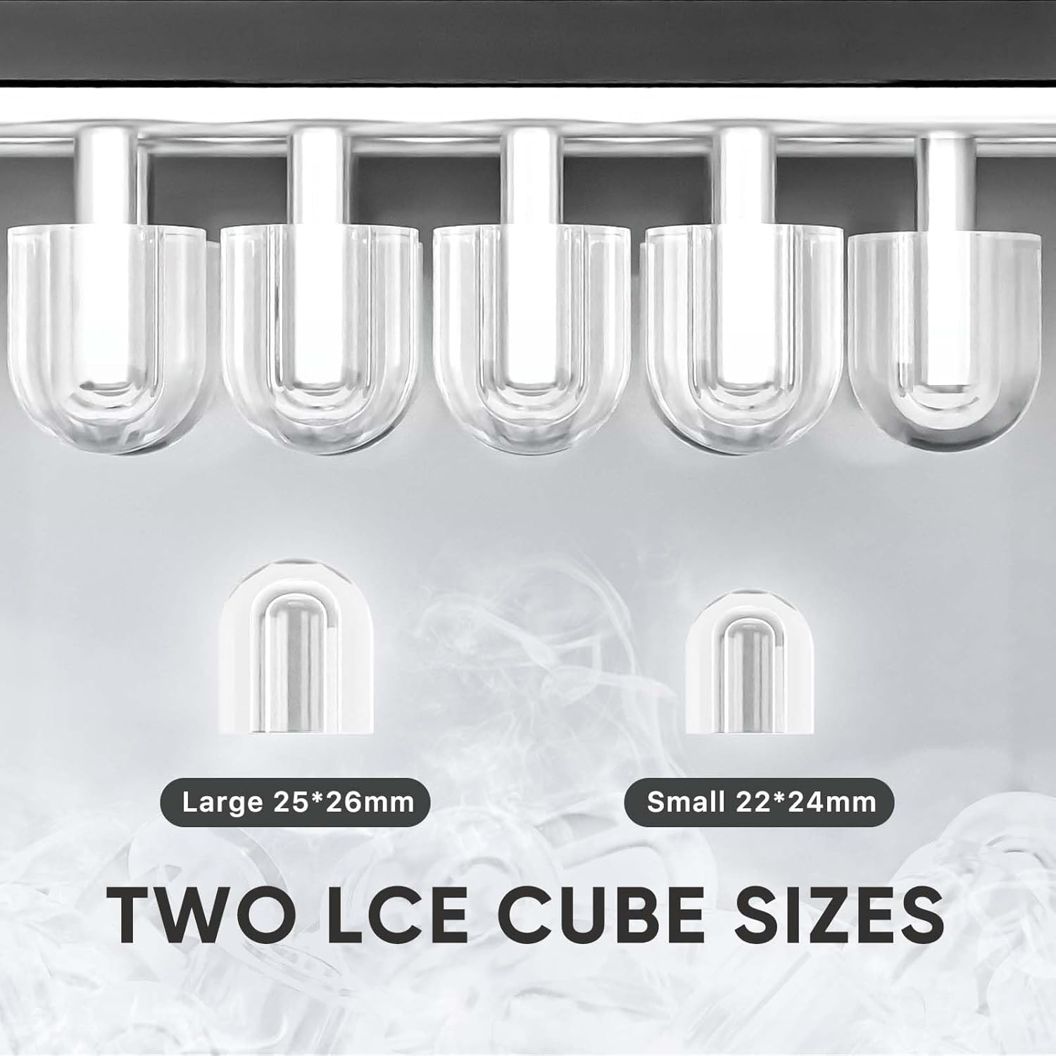 DUMOS Countertop Ice Maker with Handle, 26lbs/24H Portable Ice Machine, 9 Bullet Ice Cubes Ready in 6 Mins, Self-Cleaning, Quiet Compact Ice Maker for Home, Kitchen, RV, Camping, Black