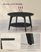VASAGLE MAEZO Collection - Round Coffee Table, 2-Tier Center Table with Storage, Tapered Legs, Curved Transitions, 31.5 Dia. x 17.7 H Inches, Easy Assembly, for Living Room, Charcoal Gray ULCT243B22