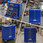 6-Drawer Rolling Tool Chest with Stainless Steel Countertop,Tool Chest with Secure Locking System,Mobile Storage Tool Cabinet with 360°Wheels and Padded Feet,for Home,Garage (Blue)