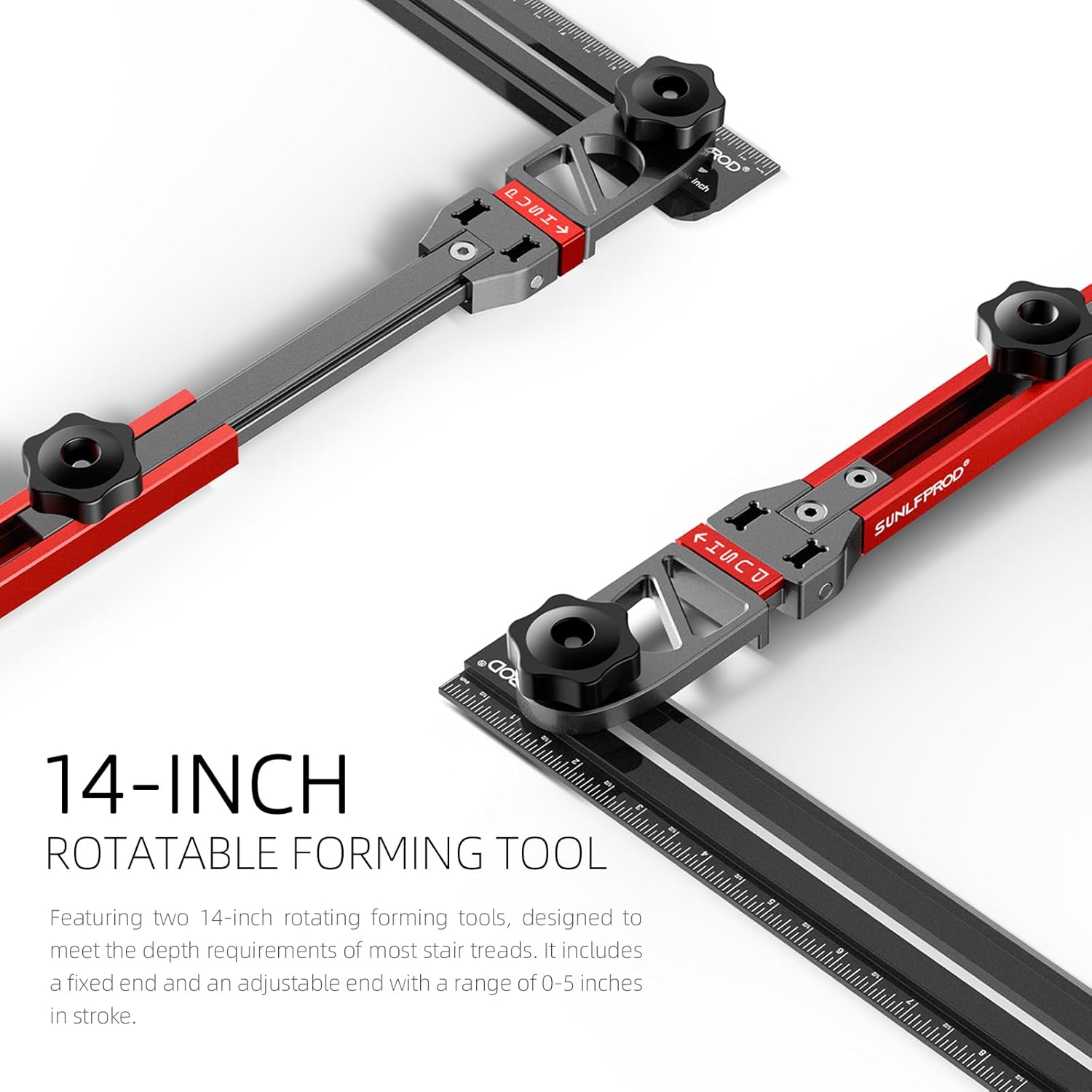 Stair Tread Template Tool - Upgrade Stair Tread Tool, Stair Measuring Tool, Stair Template, Stair Scribe Tool for Stair Measurement Tool, Shelf Project Layout (Red-Gray)
