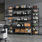 5 Tier 7500lbs Capacity NSF Metal Shelf Wire Shelving Unit, Heavy Duty Adjustable Storage Rack with Wheels & Shelf Liners for Commercial Grade Utility Steel Storage Rack, Black - 82"H x 60"L x 24"D