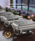 Chafing Dishes for Buffet 4 Pack, 9QT Mirror-Like Polished Finish Food Warmers for Parties Buffet No Fingers Cut Roll Edge Designed Chafing Dish Buffet Set for Any Party with Complete Set