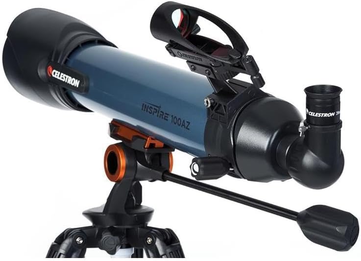 Celestron Inspire 100AZ Refractor Telescope with Built-in Smartphone Adapter  Blue