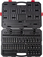 SUNEX Tools 80 Piece 3/8 in. Drive Master Impact Socket Set, Universal, Star, External Star, Extensions, Universal Joint, SAE and Metric, 8mm to 19mm and 5/16 in. to 3/4 in., CR-MO Steel, Model 3580