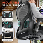 Office Chair,Ergonomic Office Desk Chair with 2D Adjustable Lumbar Support,3D Headrest,2D Arms,330LBS High Back Mesh Computer Home Office Chairs Rolling Tilting Swivel Executive Chairs Black