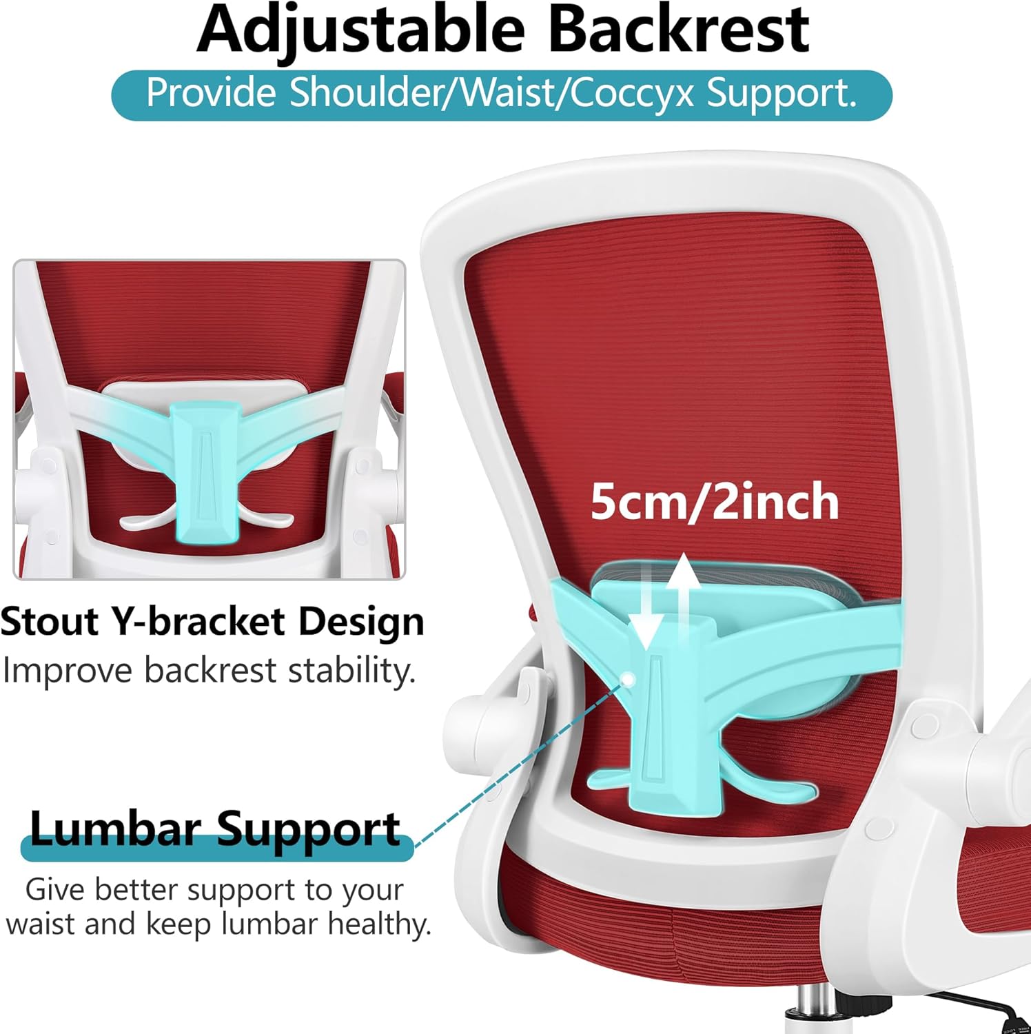 FelixKing Office Chair, Ergonomic Desk Chair Breathable Mesh Chairs Adjustable High Back Lumbar Support Flip-up Armrests, Executive Rolling Swivel Comfy Computer Chairs Home Office Fire Brick