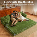 ovios 81" Folding Sofa Bed, Foldable Sleeper Boneless Couch with Pull Out Beds, Modular Convertible Floor Futon Loveseat Lounger for Living Room (Faux Fur, Green)