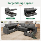HONBAY Sleeper Sofa Bed with Storage Chaise, Sectional Couch with Pull Out Bed, U Shaped Sectional Sleeper Sofa Couch, Grey
