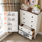 RedLemon Farmhouse 5 Drawer Dresser, 48" Tall Rustic Chest of Drawers, Wood Dresser for Bedroom, Living Room, Hallway, Antique White