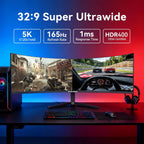 49 Inch Curved Gaming Monitor  32:9 DQHD 5K 165Hz 1ms Ultrawide Display  1500R Immersive Curvature  HDR400  127% sRGB  FreeSync  HDMI/DP  VESA Mountable for Gaming & Productivity