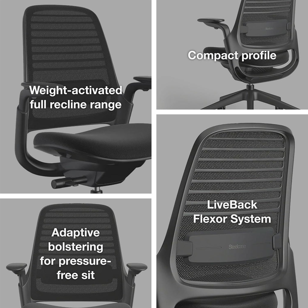 Steelcase Series 1 Office Chair - Ergonomic Work Chair with Wheels for Hard Flooring - Helps Support Productivity - Weight-Activated Controls, Back & Arm Support - Easy Assembly - Tangerine
