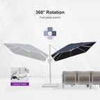 PURPLE LEAF 8' X 11.5' Right-left Tilt Patio Umbrella Swivel White Cantilever Umbrella with Tilt Aluminum Outdoor Umbrella with 360° Rotation for Deck Pool Garden, Navy Blue