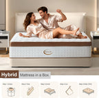 King Size Mattress 14 Inch, Hybrid Memory Foam Mattress in a Box .Medium Firm with Zoned Pocket Coils Support and Motion Isolation Design,CertiPUR-US Certified,80"*76"