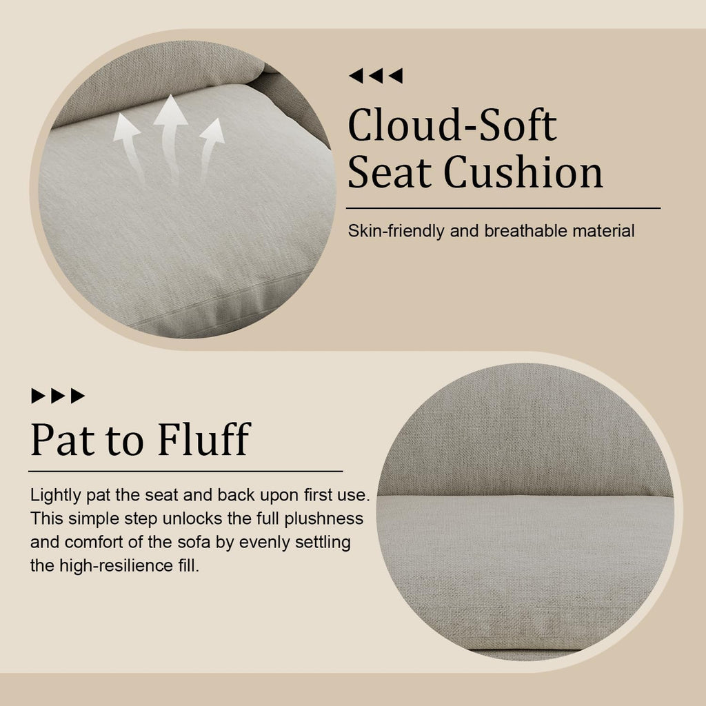 Modular Sectional Sofa Cloud Couch,Down Filled Comfy Cloud Modern Sofa,Light Beige Linen L Shape Oversized Couch Cushion Covers Removable Furniture for Living Room
