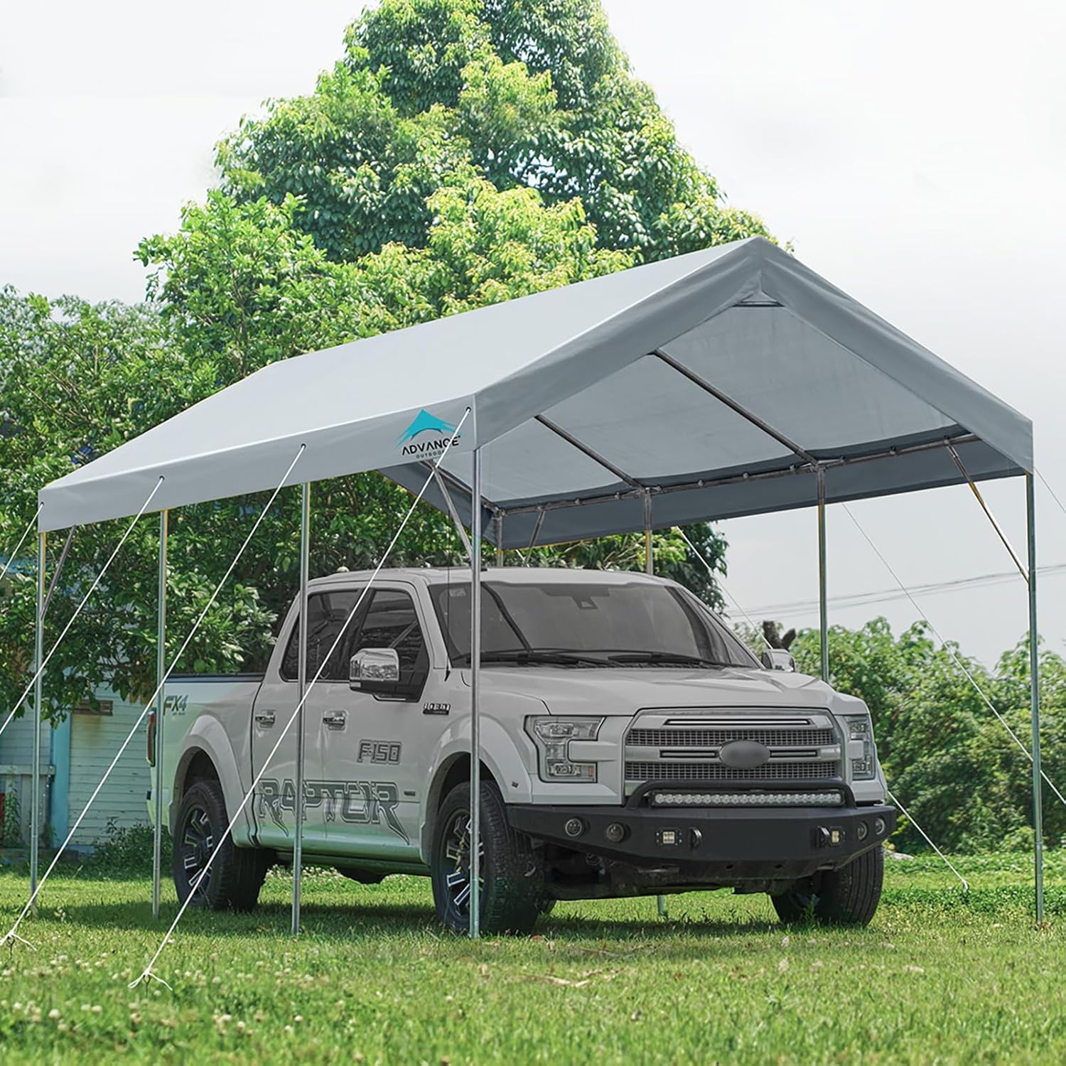 ADVANCE OUTDOOR 12x20 ft Heavy Duty Carport Potable Car Canopy Garage Party Tent Boat Shelter  Adjustable Height from 9.5 ft to 11 ft  Gray