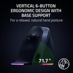 Razer Pro Click V2 Vertical Wireless Mouse: 6 Button Ergonomic Design - One Click AI Prompt - Supports Windows & Mac - Multi Device Connectivity via 2.4GHz, Bluetooth, or USB C Wired Mode - Chroma RGB