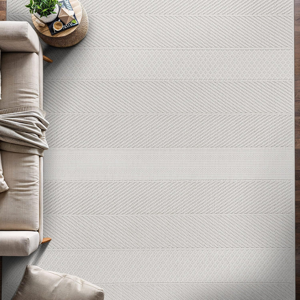 Beverly Rug Micro Loop Large Area Rug White 9x12 Modern Luxury Boho Geometric Durable Indoor Area Rugs for Living Dining Room Office Stain Resistant Non Shedding Casual Indoor Carpet White 9 x 12