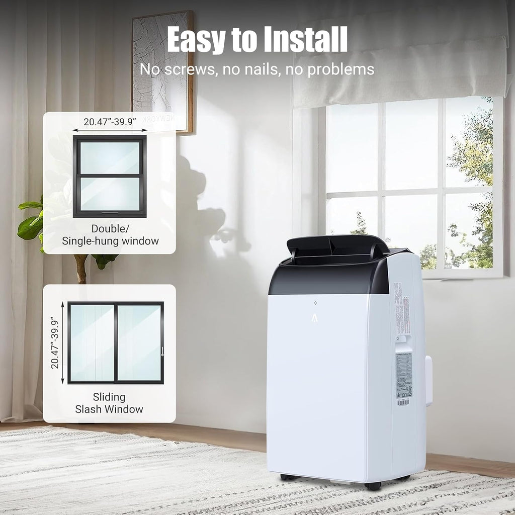 14000 BTU Portable Air Conditioner Cools up to 750 Sq.Ft, 3-in-1 Quiet Portable AC Unit with Remote Control & Installation Kits for Large Room, 3 Speed, Auto Swing, 24H Timer