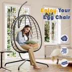 Egg Chair with Stand, Patio Wicker Bifanuo Hanging Chair, Hammock Swing Chair, 350LBS Capacity for Bedroom, Balcony, Garden(BR-BE)