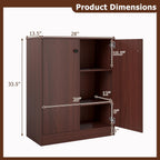 Giantex 2 Door Storage Base Cabinet - Freestanding Floor Cabinet with 3-Tier Shelf, Non-Slip Foot Pads, Kitchen Cupboard Storage Organizer for Living Room, Hallway, Entryway, Office (Brown)