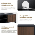 Extendable TV Stand for TVs up to 90",Modern Entertainment Center with Adjustable Shelf,Television Stand with 2 Storage Cabinets,Wooden TV Media Console for Living Room Bedroom Black