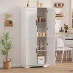 IDEALHOUSE Tall Pantry Cabinet, 60" Kitchen Pantry Storage Cabinet with 2 Doors and Adjustable Shelves, Freestanding Kitchen Cabinet, Cupboard for Dining Room, Bathroom (White)