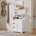 Yaheetech Bathroom Storage Cabinet Bathroom Floor Cabinet Freestanding Storage and Organizer with Door, 3 Drawers, Adjustable Shelf, 35.5 Inches Height, White