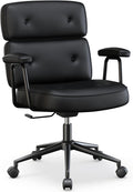 OLIXIS Ergonomic Home Office Desk Chair, PU Leather Computer Chair with Lumbar Support Adjustable Height Rolling Swivel Executive Task Armrests Chair, Inky
