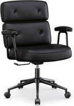 OLIXIS Ergonomic Home Office Desk Chair, PU Leather Computer Chair with Lumbar Support Adjustable Height Rolling Swivel Executive Task Armrests Chair, Inky