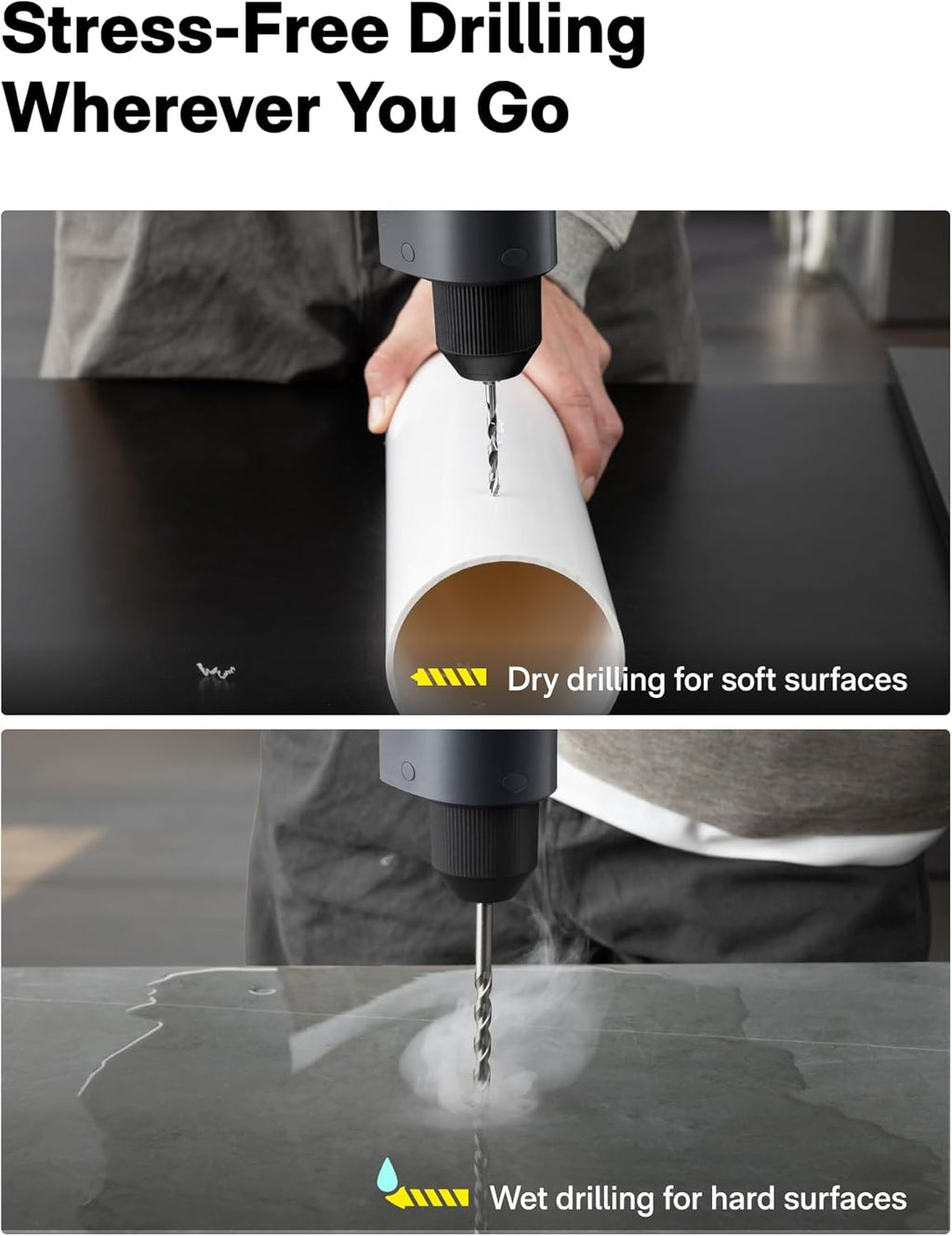 HOTO 16V Brushless Power Drill, 50 N·m High Torque with Smart Display, Auto Mode and LED Light, 10 Bits, 5 Drill Bits, 3/8” Keyless Chuck, Two Working Modes, Perfect for Home Repairs and Projects