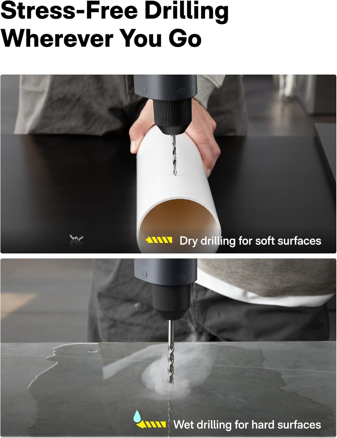 HOTO 16V Brushless Power Drill, 50 N·m High Torque with Smart Display, Auto Mode and LED Light, 10 Bits, 5 Drill Bits, 3/8” Keyless Chuck, Two Working Modes, Perfect for Home Repairs and Projects