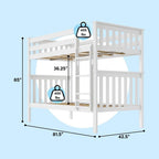 Max & Lily Bunk Bed Twin over Twin, Solid Wood Bunk Bed Frame with Ladder for Kids, 14" Safety Guardrails, Easy Assembly, No Box Spring Needed, White