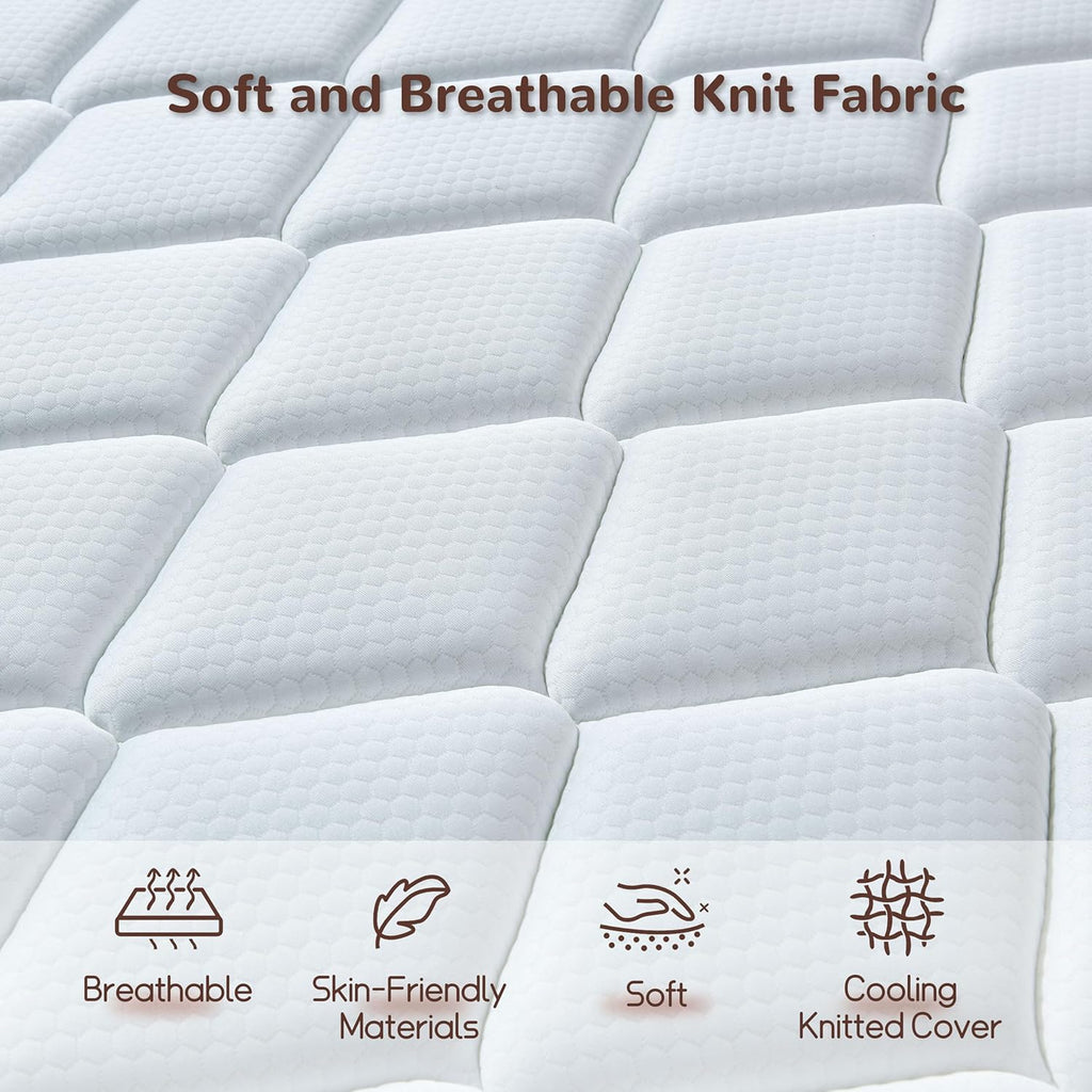 King Mattress, 14 Inch King Size Hybrid Mattresses with Memory Foam and Individual Pocket Spring for Motion Isolation, Pressure Relief, Medium Firm Mattress in a Box, 76 * 80 * 14