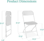 Best Choice Products Set of 10 Plastic Folding Chairs, Portable Stacking Indoor Outdoor Seating for Home, Yard, Garden, Parties, Events w/Non-Slip Feet, 350lb Weight Capacity - White