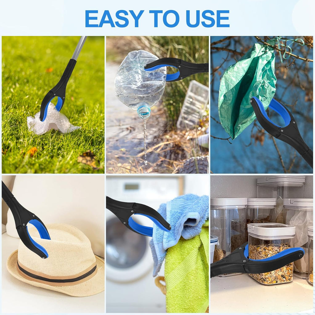 12-Piece Heavy-Duty Trash Collection Tool - 32-Inch Lightweight Telescopic Grabber Ergonomic Handle, Non-Slip Grip | Multi-Purpose Mobility Aid for Seniors